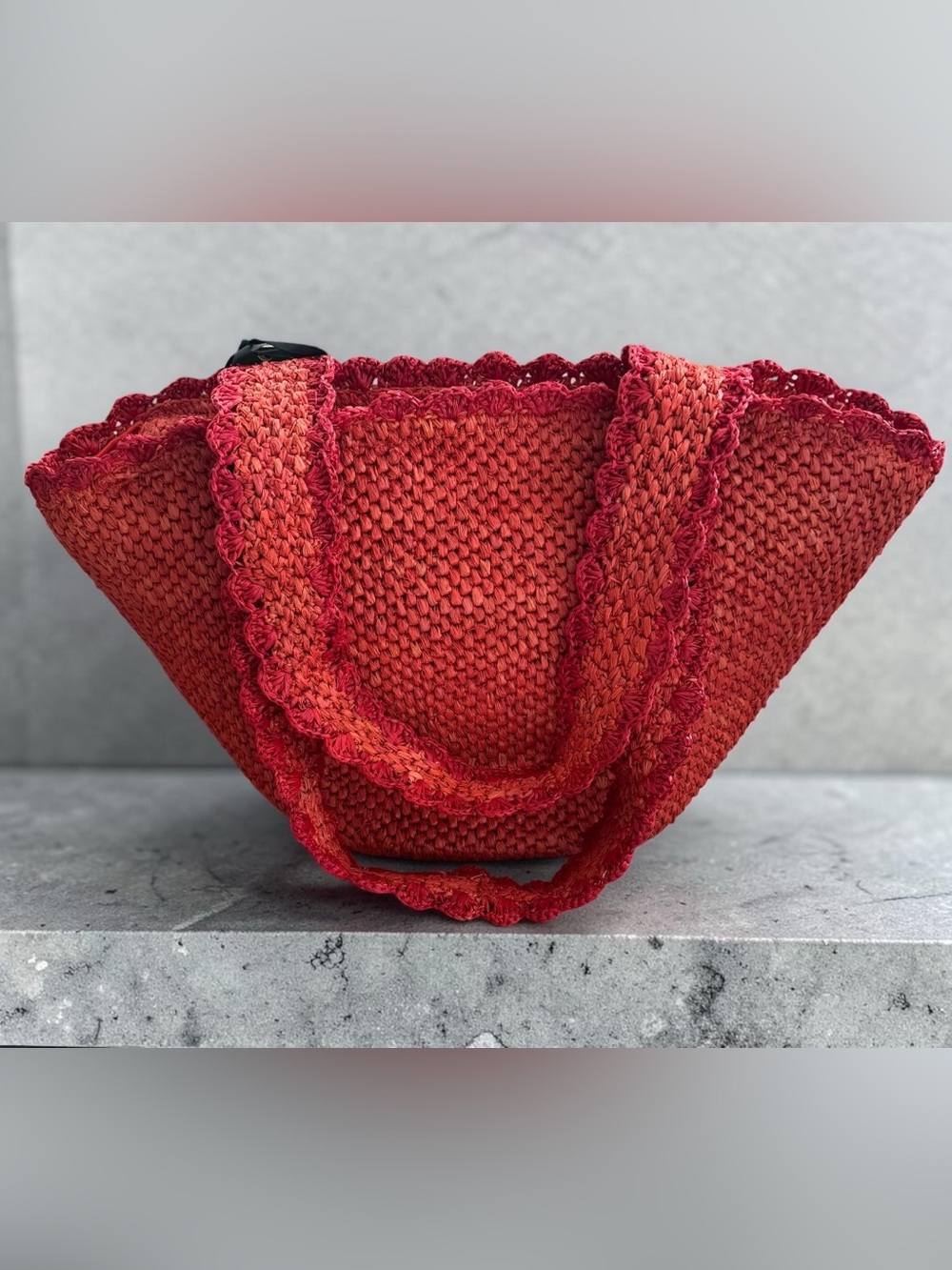 Kate Spade x Target Raffia Orange/Red Tote Bag NWT - Picture 3 of 6